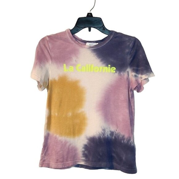 A.L.C. Tops - A.L.C. Womens Tie Dye Print Graphic T-Shirt Multi Colored Cotton Size Small SS